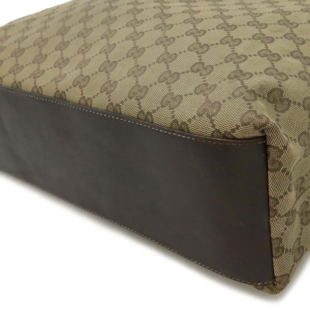 GUCCI Gucci GG Canvas Sherry Line Tote Bag Large Leather Light Khaki Green Da... - Picture 4 of 8